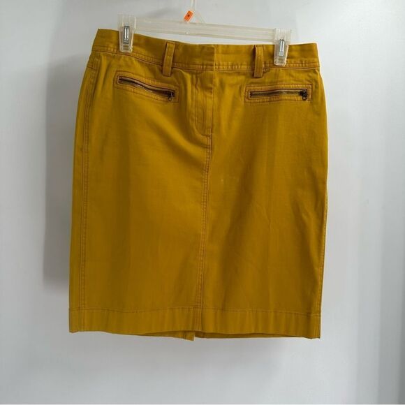 Orvis Size 6 Mustard Yellow Cotton w/Stretch Straight Skirt - Picture 1 of 9